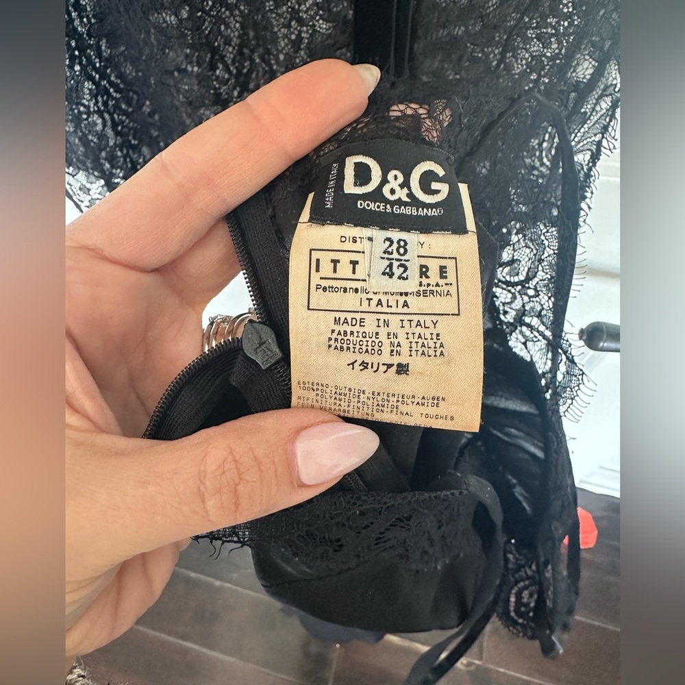 D&G Dolce&Gabbana black lace dress w/ silk camisole slip dress Italian size 42 - Picture 10 of 13